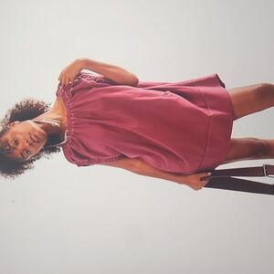 Free People Short Sleeve Mini Dress in Burgundy